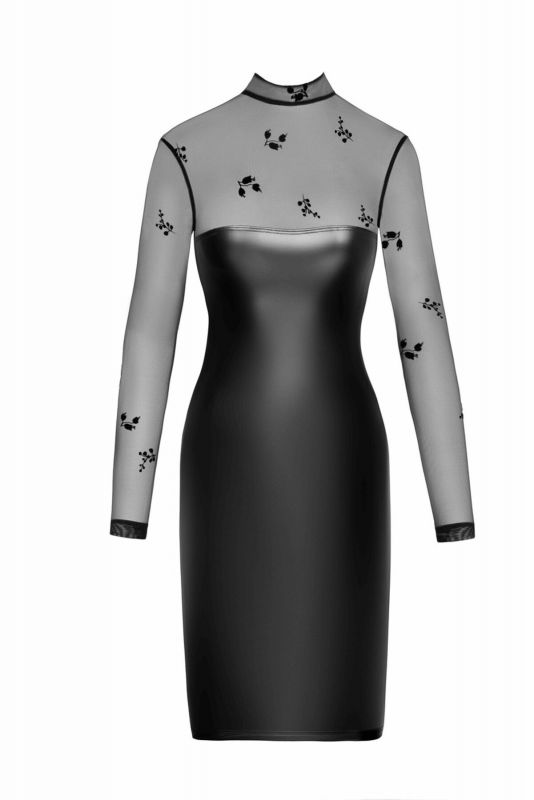 Сукня Noir Handmade F310 Sublime, XL, black, міді, мокрий ефект, верх — сітка, довгий рукав