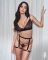 Комплект Obsessive Blomentis 3-pcs set, M/L, м’який ліф, стрінги зі стрепами, пояс із гартерами