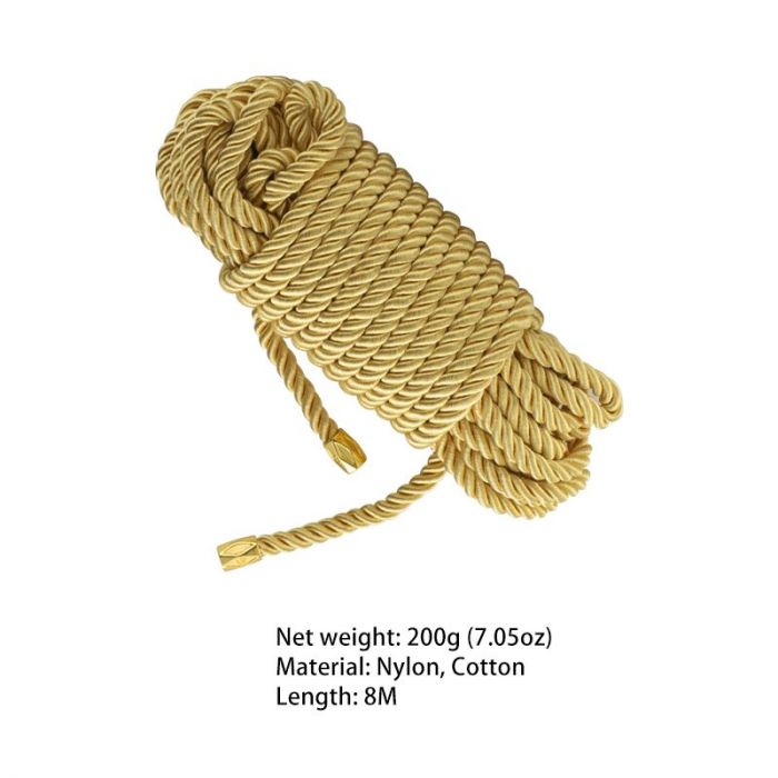 Мотузка для шибарі LOCKINK SEVANDA Shibari Pratice Rope, золотиста, 8 м, нейлон+бавовна