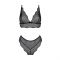 Комплект білизни Passion AMBERLY SET 4XL/5XL black, ліф, трусики бразиліана, люрексова нитка