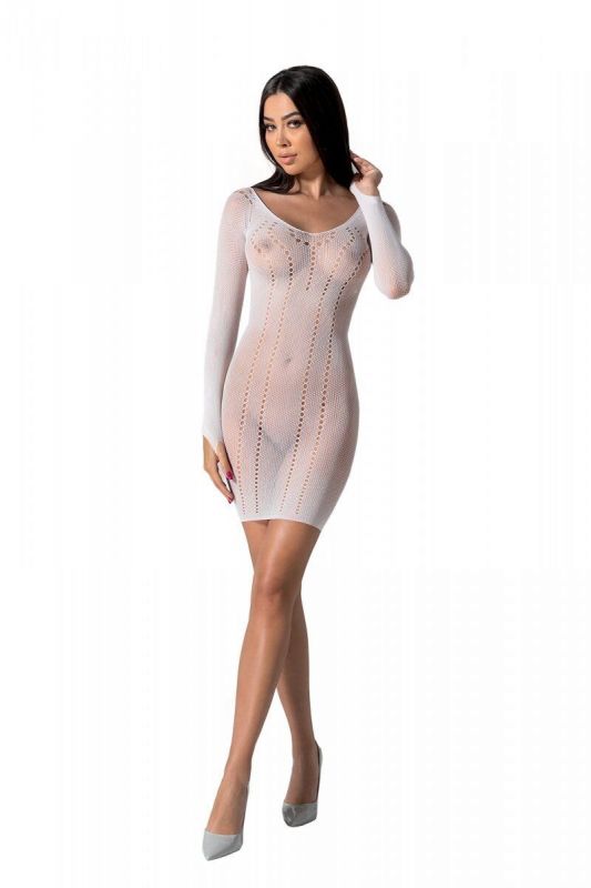 Напівпрозора мінісукня Passion BS101 One Size, white, рукава-мітенки