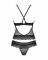 Напівпрозорий набір з прикрасами Obsessive Ivannes top & thong L/XL, чорний, топ та танга