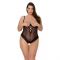 Боді Passion Exclusive NORTH BODY 6XL/7XL black, відкриті груди, з доступом, вініл та мережива