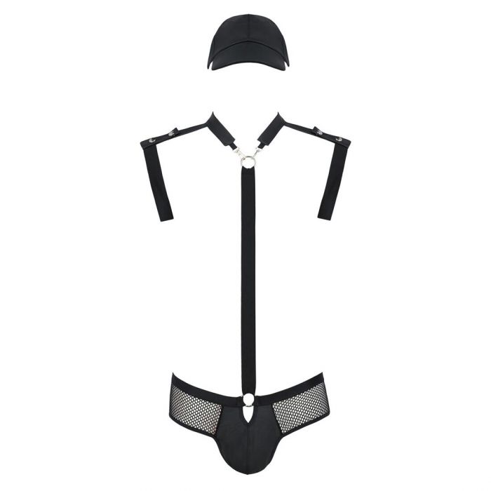 Комплект еротичної чоловічої білизни Passion 038 JOHN SET L/XL Black, боді, кепка