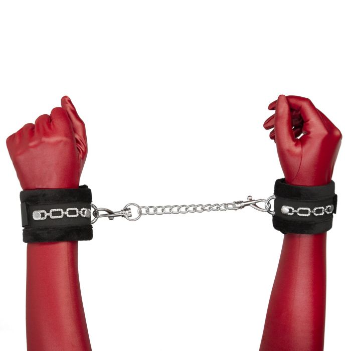 Наручники Punishment – Crystal Detail Handcuffs – Black, знімний ланцюжок, оздоблені кристалами
