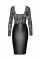Сукня Noir Handmade F295 Euphoria, 3XL, black, мереживо, глибоке декольте, спідниця міді під латекс