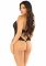 Боді з відкритою спиною та рюшами на стегнах Leg Avenue Lace Floral Lace Halter Teddy One Size, Black