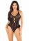 Боді з відкритою спиною та рюшами на стегнах Leg Avenue Lace Floral Lace Halter Teddy One Size, Black