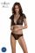 Комплект Passion LEAFA BIKINI black, L/XL, бюстгальтер-топ з рукавчиками, стрінги-шортики з вирізом