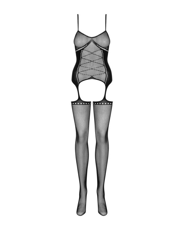 Бодістокінг Obsessive Bodystocking G314 S/M/L, імітація корсета та корсетної шнурівки