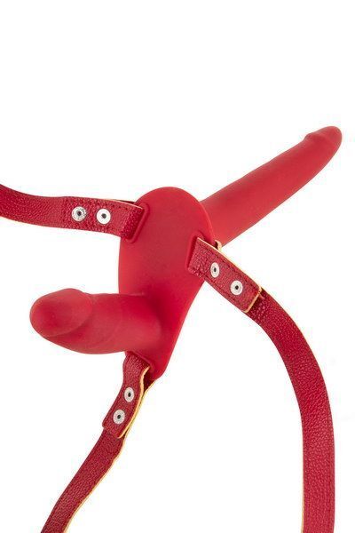 Подвійний страпон Fetish Tentation Strap-On with Double Dildo Red (м'яте паковання!!!)