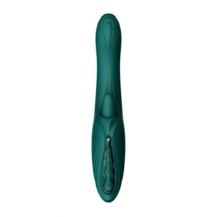Смарт-вібратор Zalo Ares Turquoise Green, підігрів, 3 мотори, язичок для клітора, стимуляція точки G