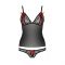 Комплект білизни Passion MELISSA SET L/XL, black, ліф-сорочка зі шнурівкою і трусики