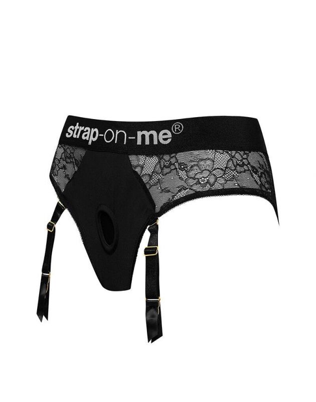 Мереживні труси для страпона з підв'язками для панчіх Strap-On-Me DIVA HARNESS - S