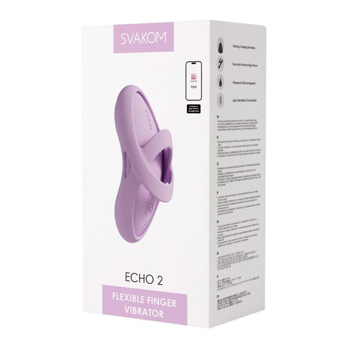 Смарт-вібратор для клітора Svakom Echo 2 Pink Lilac, підігрів до 38 °C, знімна насадка на палець