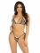 Комплект Leg Avenue Bikini top and thong panty, One Size, чорний, зі стразами, м’який ліф та стрінги