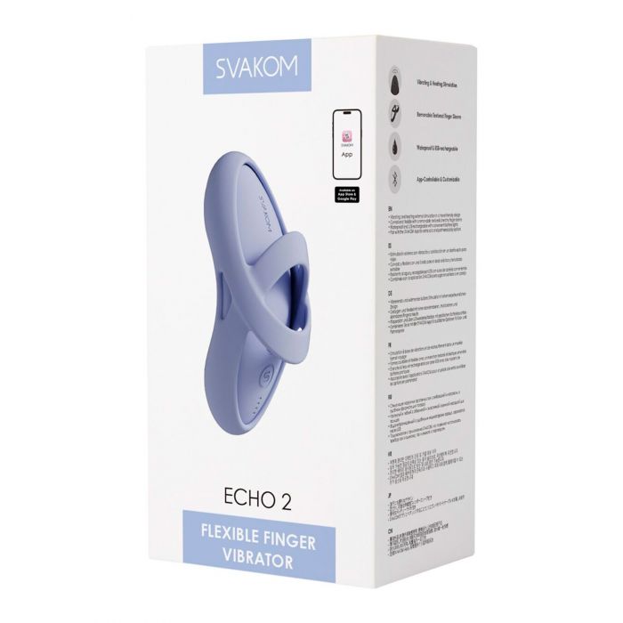 Смарт-вібратор для клітора Svakom Echo 2 Sky Blue, підігрів до 38 °C, знімна насадка на палець