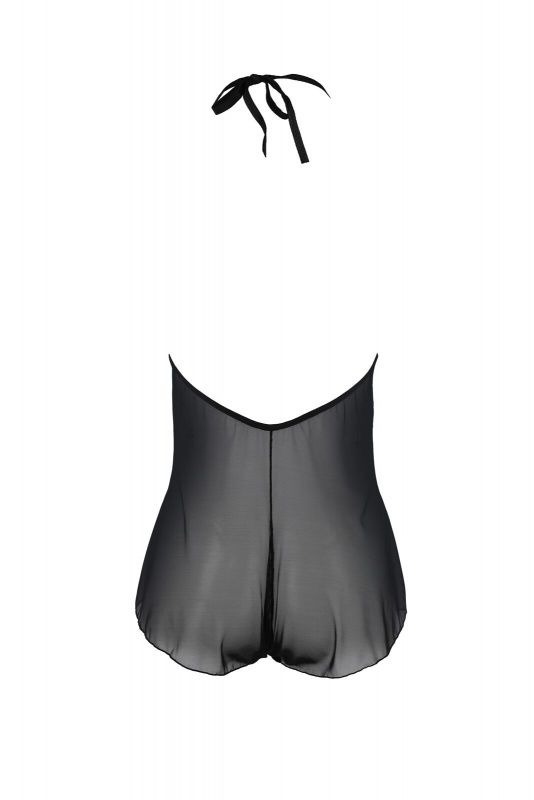 Боді Passion LEAFA BODY black S/M, на зав'язках, м'яка чашка, низ у вигляді шортиків