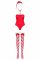 Тедді Obsessive Kissmas teddy, S/M, червоне, без бретелей, чокер, панчохи та шапка з помпоном у наборі