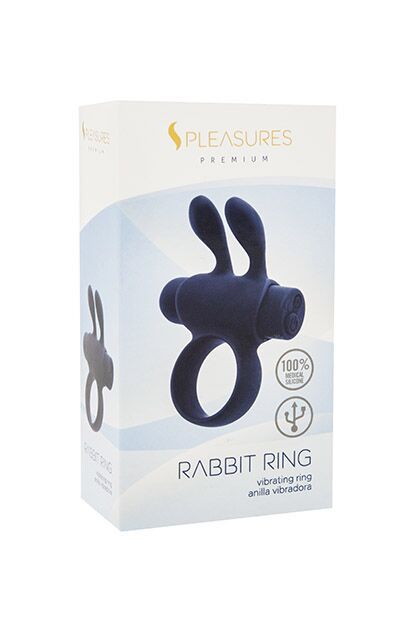 Ерекційне віброкільце S Pleasures Premium Rabbit Ring чорне, зі знімною віброкулею та вушками