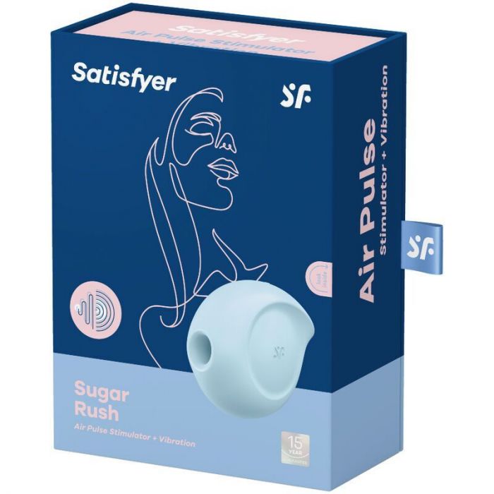 Вакуумний кліторальний стимулятор із вібрацією Satisfyer Sugar Rush Blue (м'яте паковання!!!)