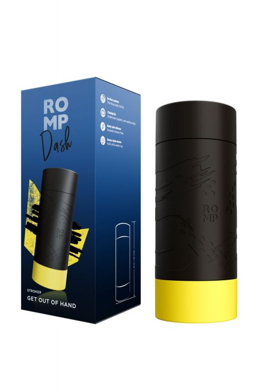 Мастурбатор з ефектом вакууму Romp Dash Black, багата текстура, багаторазовий