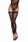 Панчохи без миска Noir Handmade F243 Tulle stockings with patterned flock embroidery, 3XL
