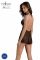 Боді Passion LEAFA BODY black, XXL/XXXL на зав'язках, м'яка чашка, низ у вигляді шортиків