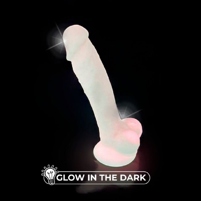Фалоімітатор SilexD Johnny Pink Glow in the dark, двошаровий, силікон+Silexpan, діаметр 3,5см