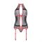 Корсет з пажами Passion SATARA CORSET L/XL red, стрінги, мереживо, застібки спереду та ззаду
