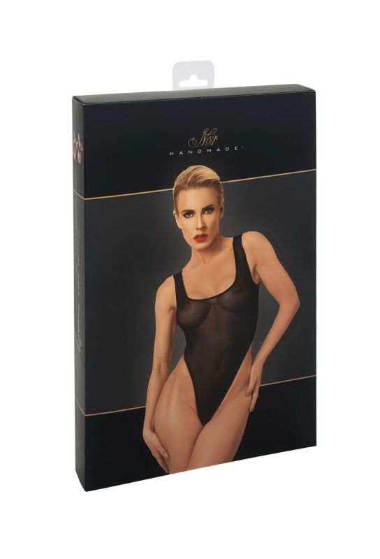Боді Noir Handmade F322 Paparazzi, M, прозоре, низ стрінги, високі вирізи