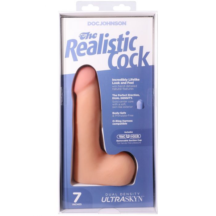 Фалоімітатор Doc Johnson The Realistic Cock ULTRASKYN 7 Inch with Balls Vanilla (м'яте паковання!!!)