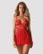 Бебі-дол Obsessive 838-BAB-3 babydoll & thong, L/XL, червоний, мереживний ліф, стрінги в комплекті