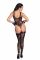 Боді Noir Handmade F242 Tulle body with patterned flock embroidery, XL