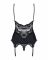 Сатиновий мереживний корсет Obsessive 810-COR-1 babydoll & thong S/M, чорний, корсет, танга