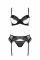 Комплект Passion KERRIA SET WITH OPEN BRA black, S/M, бюстгальтер з відкритою чашкою, стрінги, пояс для панчіх