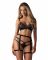 Комплект Obsessive Blomentis 3-pcs set, M/L, м’який ліф, стрінги зі стрепами, пояс із гартерами