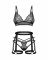 Комплект Obsessive Blomentis 3-pcs set, XS/S, м’який ліф, стрінги зі стрепами, пояс із гартерами