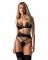Комплект Obsessive Lobellis 3-pcs set, XS/S, чорний, ліф з м’якою чашкою, стрінги, пояс для панчіх