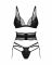 Комплект Obsessive Lobellis 3-pcs set, XS/S, чорний, ліф з м’якою чашкою, стрінги, пояс для панчіх