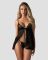 Сорочка бебі-дол Obsessive Blomentis babydoll & thong, XL/2XL, мереживний ліф, стрінги в комплекті