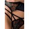 Комплект білизни Passion Exclusive FLORIS SET S/M, black, ліф, трусики, пояс для панчіх