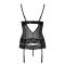 Корсет з відкритими грудьми Passion Exclusive NORTH CORSET S/M, black, пажі, трусики, шнурівка