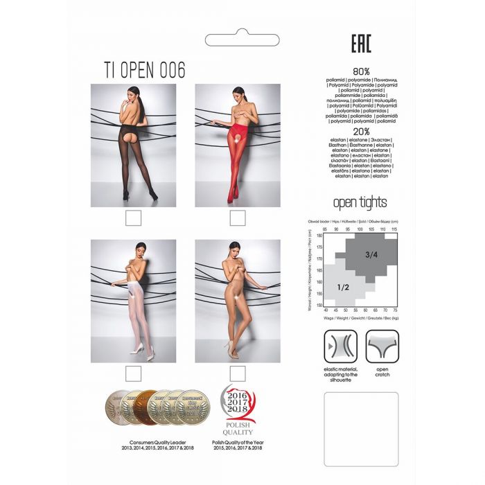 Еротичні колготки Passion TIOPEN 006 3/4 (30 den), red, з вирізом, імітація трусиків
