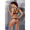 Комплект білизни Passion Exclusive HAGAR SET S/M, black, стрепи, трусики та ліф