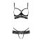 Комплект білизни Passion Exclusive SARIA SET OpenBra S/M, black, стрепи, відкритий ліф, стрінги