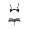 Комплект білизни Passion Exclusive SARIA SET OpenBra XXL/XXXL black, стрепи, відкритий ліф, стрінги