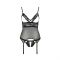 Корсет з відкритими грудьми Passion DIABOLINA CORSET XXL/XXXL, black, пажі, трусики, напівпрозорий