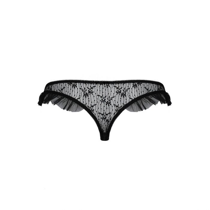 Трусики з оборками Passion Exclusive DONIA THONG XXL/XXXL, black