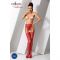 Сітчасті панчохи-стокінги Passion S016 One Size, Red, імітація ажурного пояса з гартерами